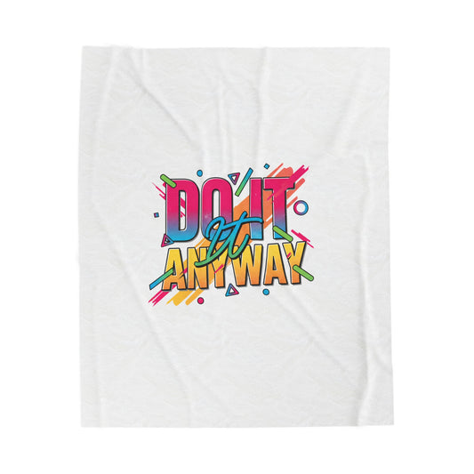 Do It Anyway Typography Plush Blanket | Maximalist Stacked Words, Bold Type